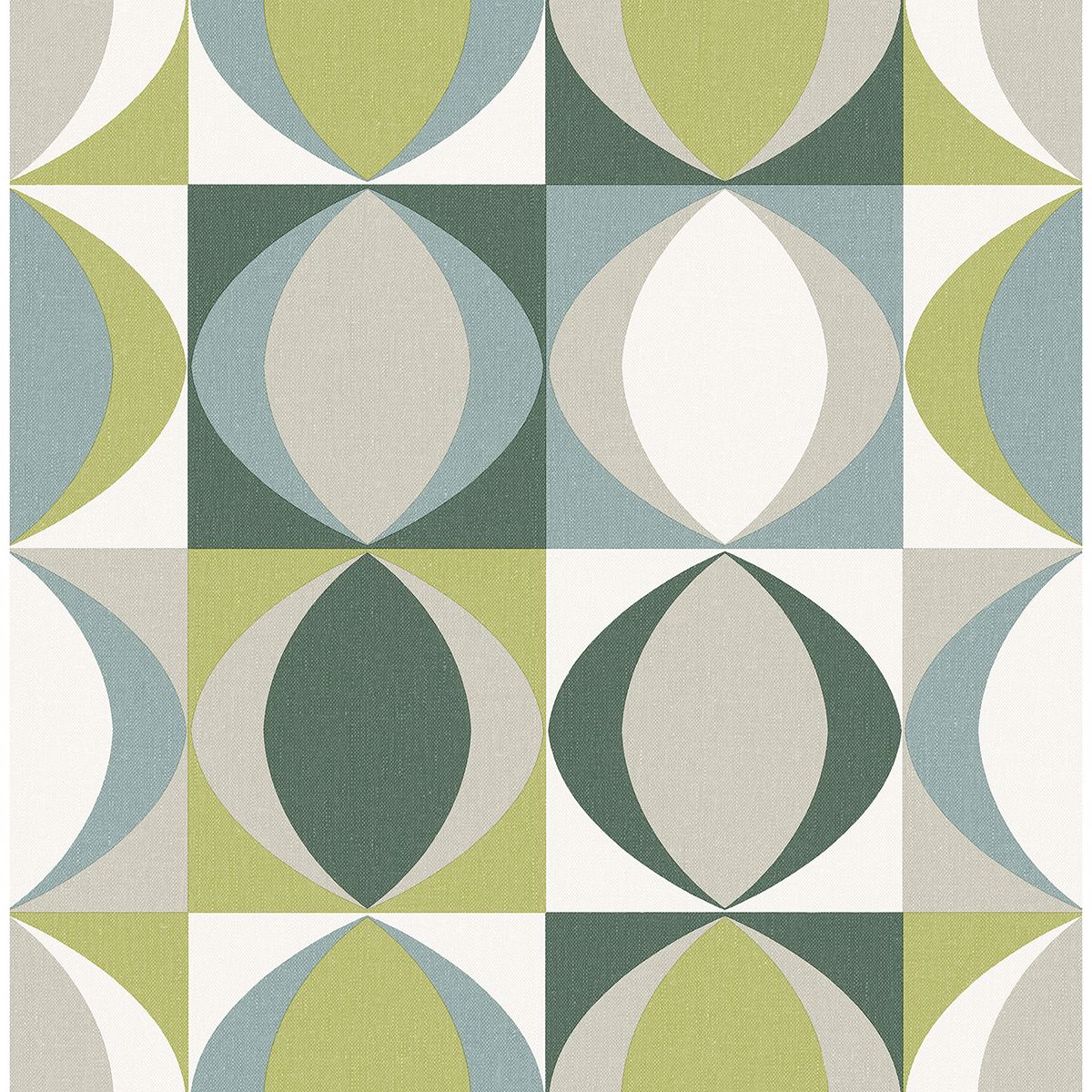 Archer Linen Geometric Wallpaper in Green from the Bluebell Collection