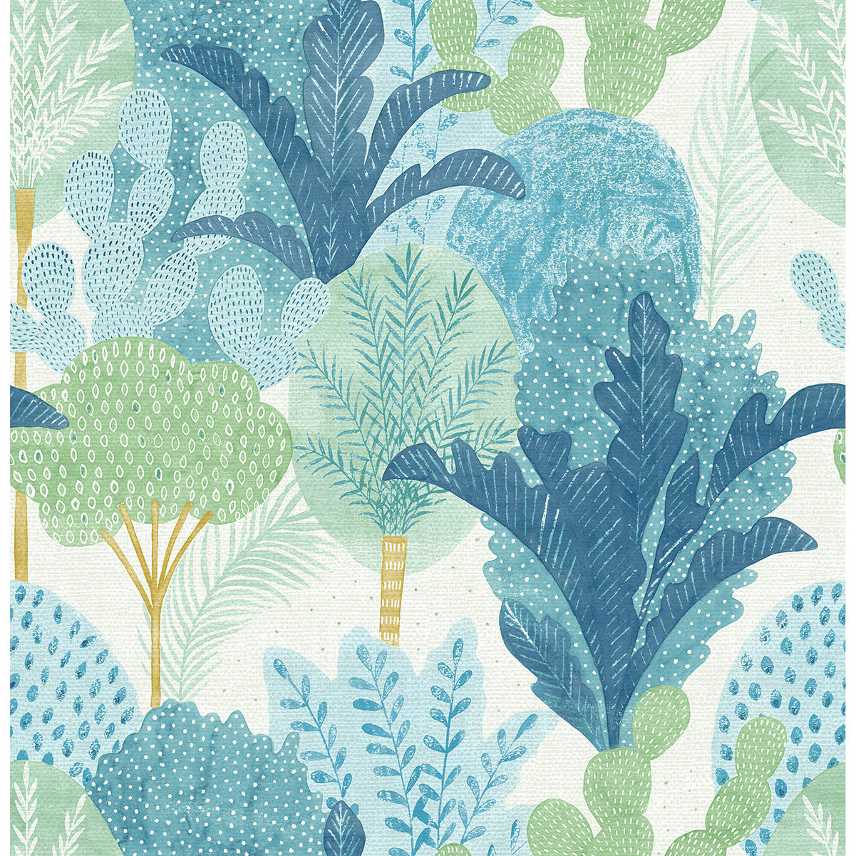 Ari Desert Oasis Wallpaper in Teal from the Pacifica Collection