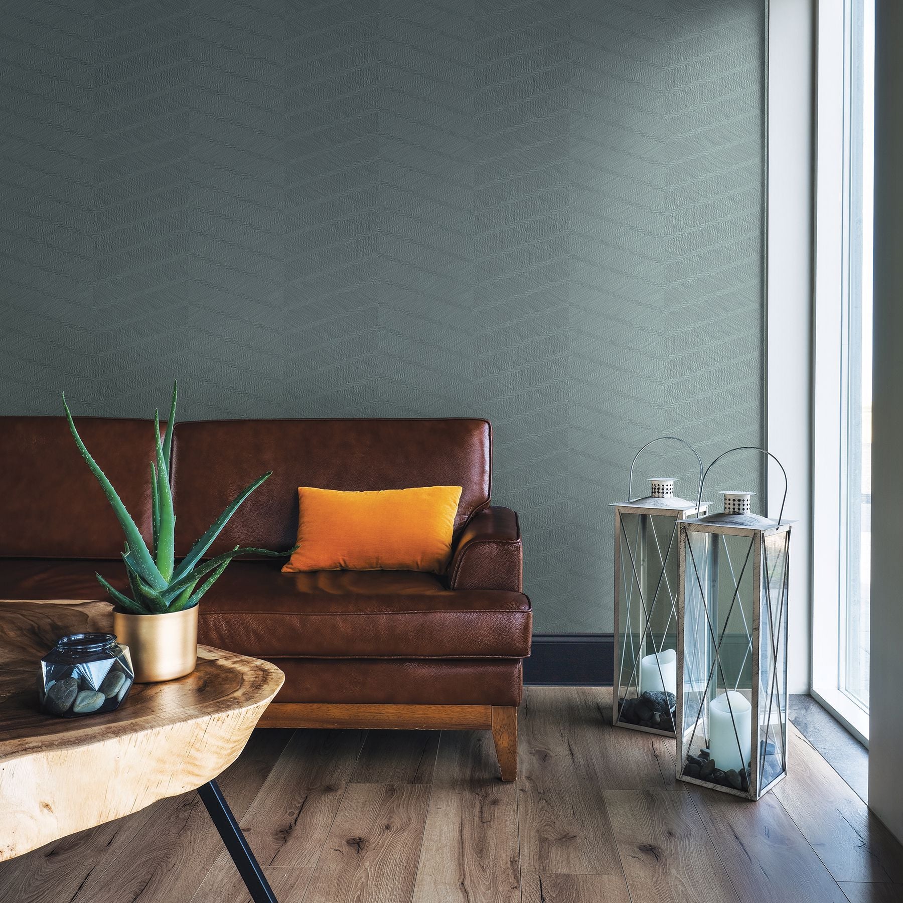 Aspen Chevron Wallpaper in Aqua from the Scott Living Collection