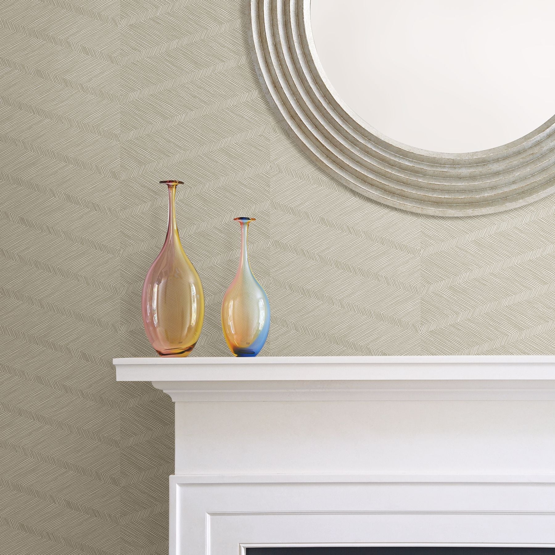 Aspen Chevron Wallpaper in Champagne from the Scott Living Collection