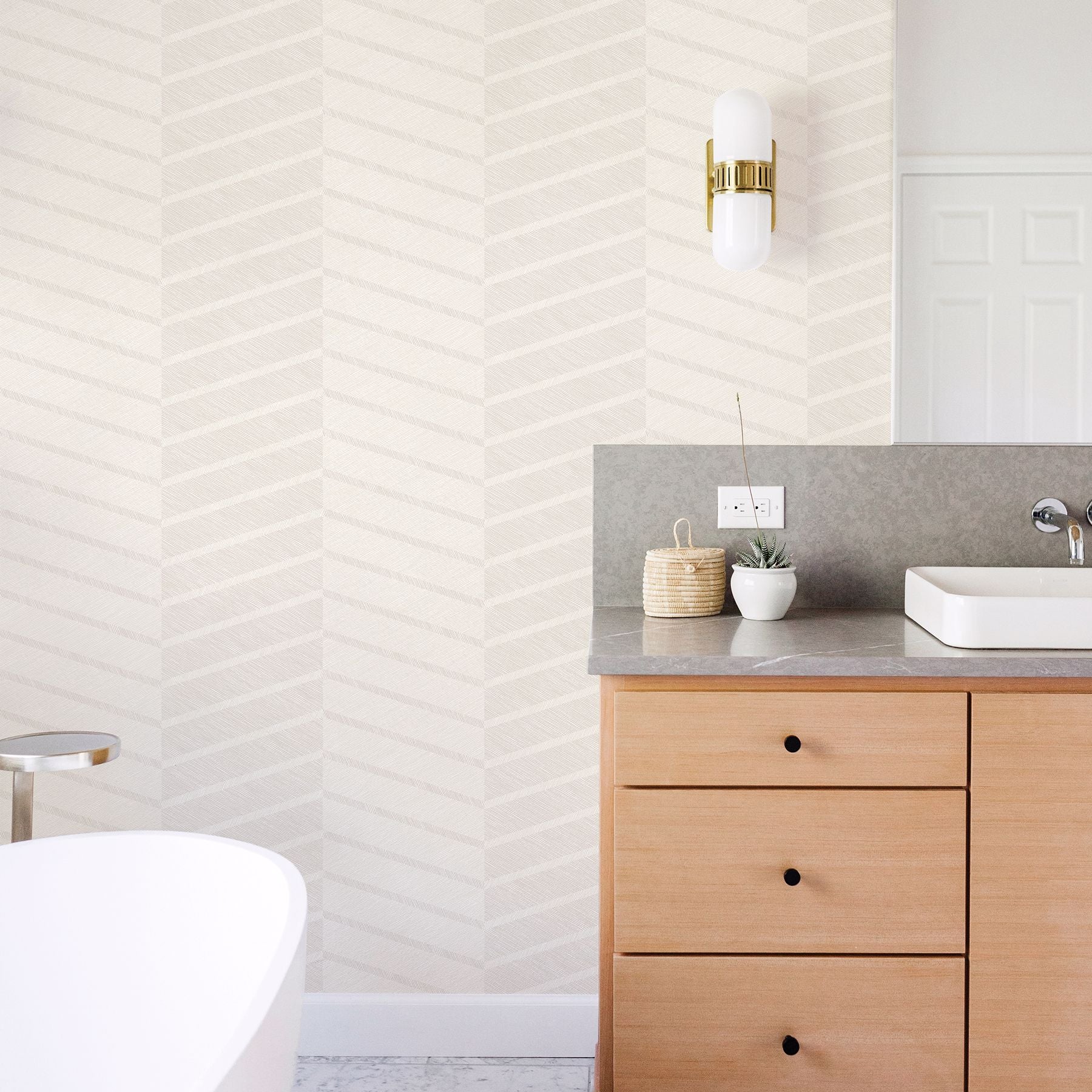 Aspen Chevron Wallpaper in White from the Scott Living Collection