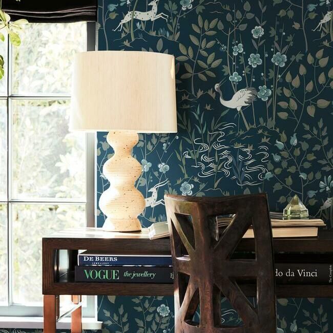 Aspen Wallpaper in Dark Blue from the Traveler Collection by Ronald Redding