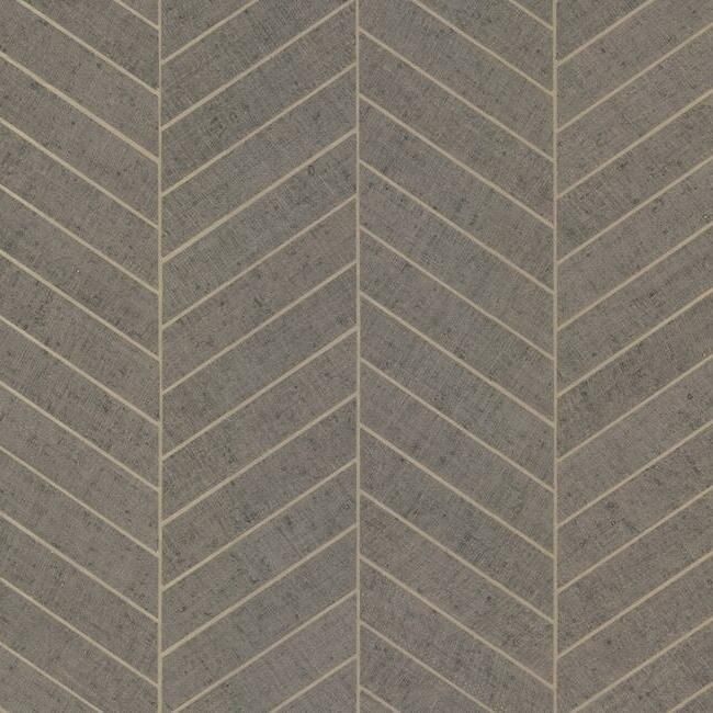 Atelier Herringbone Wallpaper in Grey from the Traveler Collection by Ronald Redding