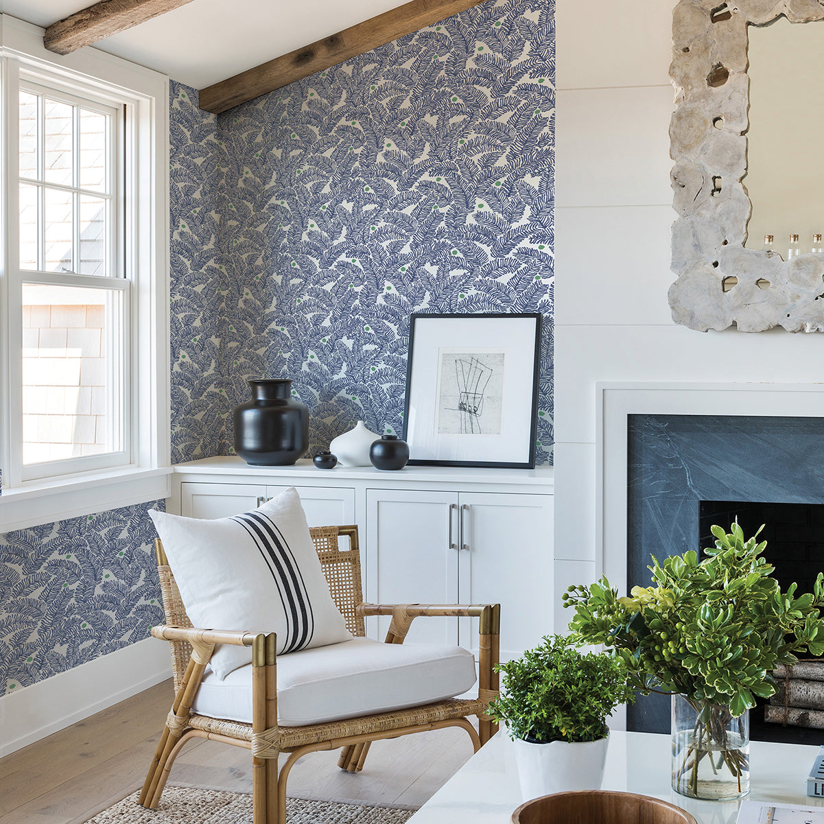 Athina Fern Wallpaper in Navy from the Pacifica Collection