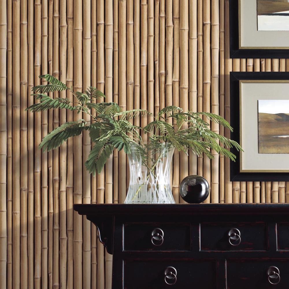 Bamboo Peel & Stick Wallpaper in Brown by RoomMates for York Wallcoverings