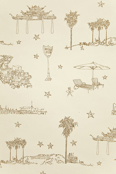 Best Coast Wallpaper in Metallic Gold and Cream by Sandy White for Cavern Home