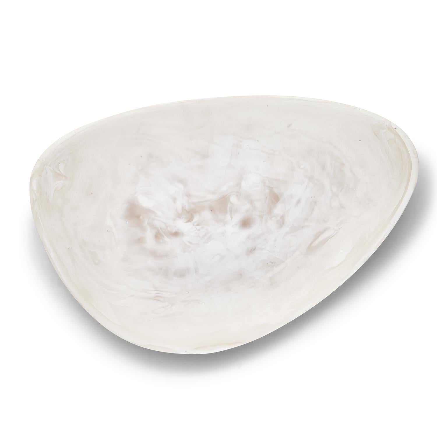 Archipelago White Cloud Marbleized Organic Shaped Platter