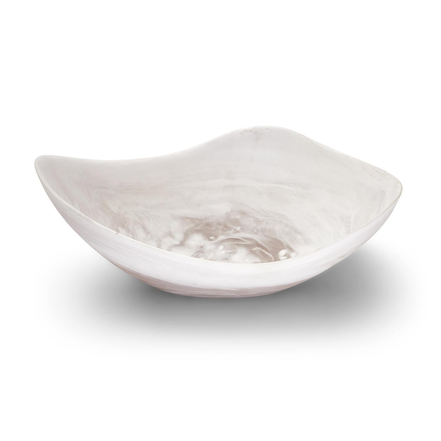 Archipelago White Cloud Marbleized Organic Shaped Bowl