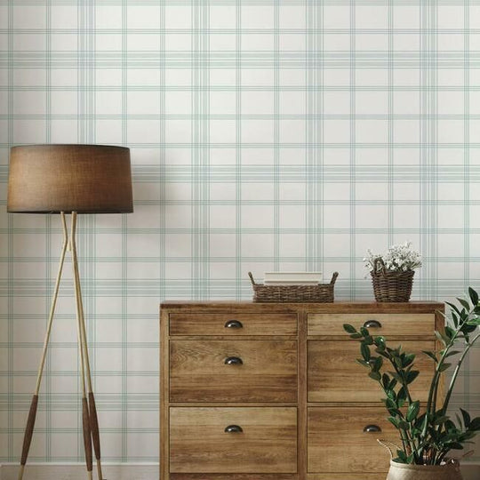 Yellow Grey Charcoal Taupe Check Wallpaper Country Tartan Plaid