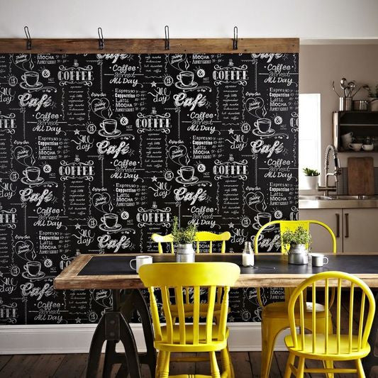 Coffee Shop Black  and White  Wallpaper  from the Modern 
