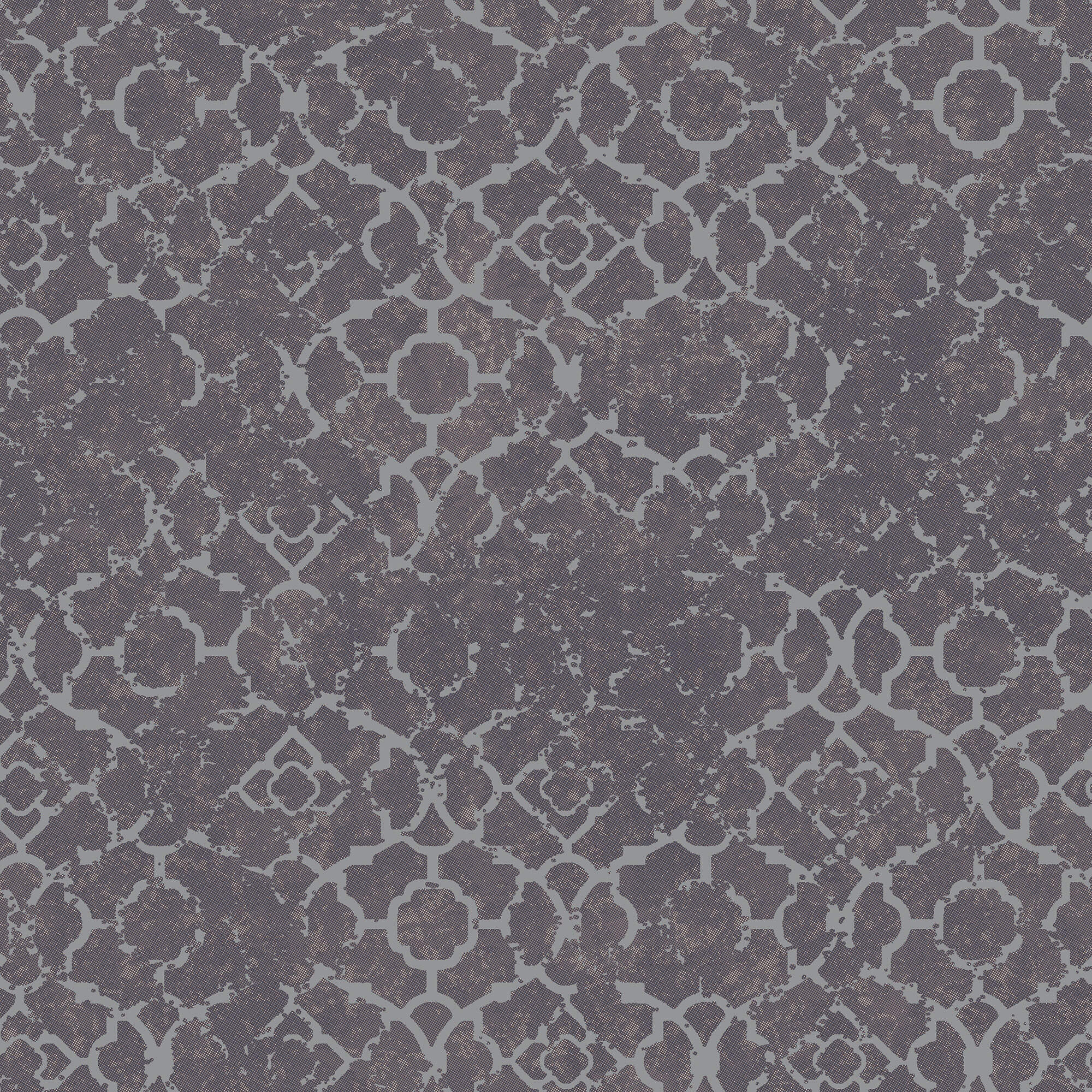 Aged Quatrefoil Purple/Silver Wallpaper from the Emporium Collection