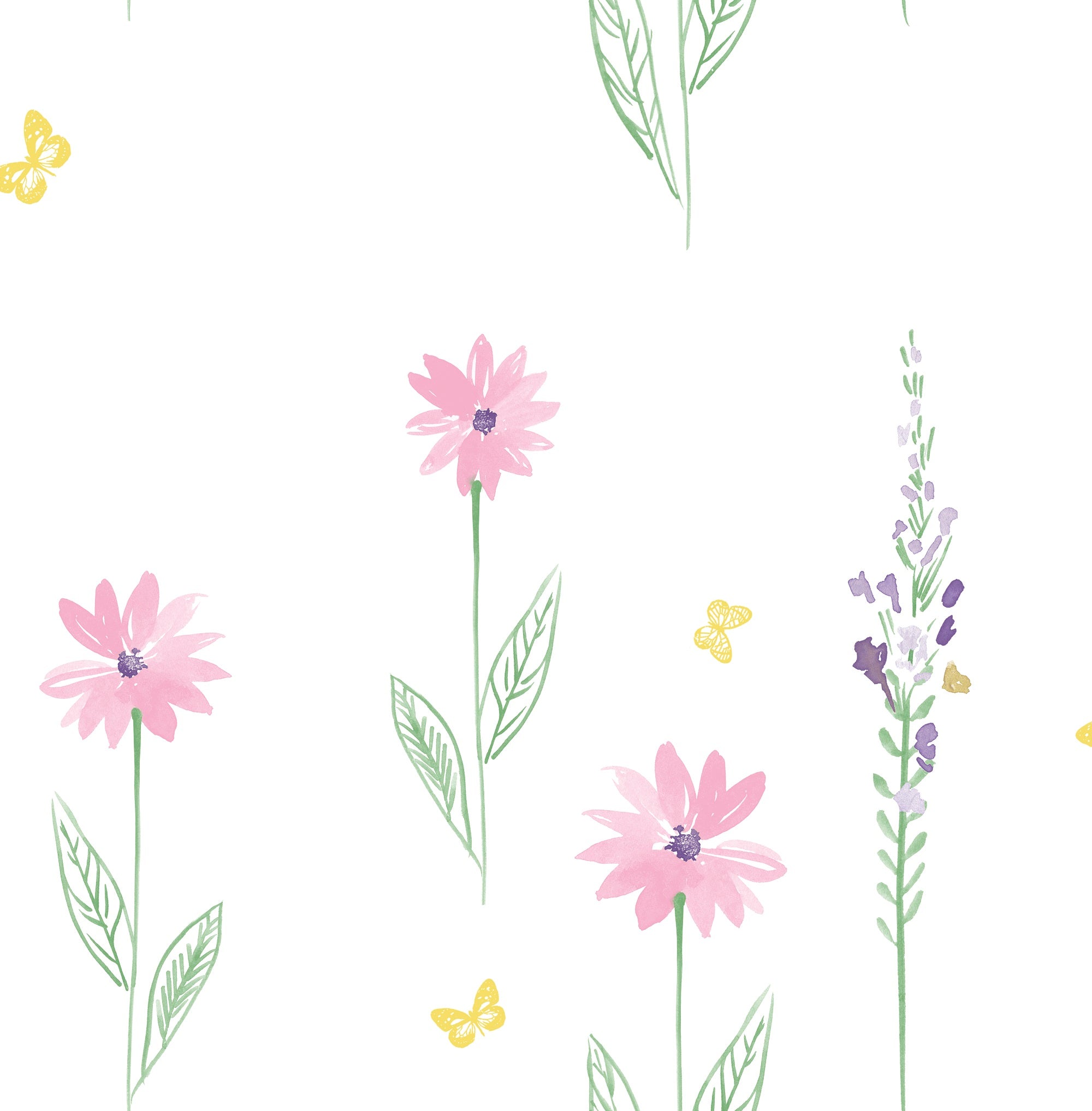 Daisy Field Wallpaper In Pink And Green From The Day Dreamers Images, Photos, Reviews