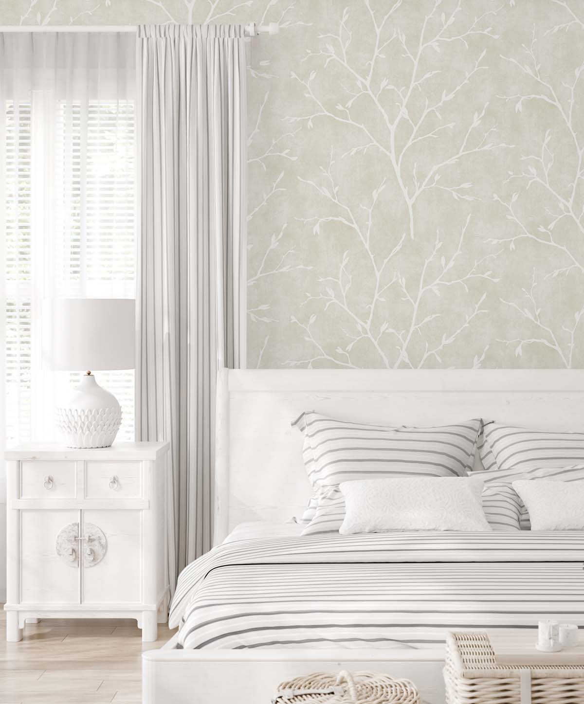 Avena Branches Wallpaper in Soft Cream