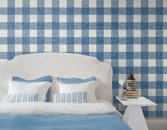 Classic scotland check pattern lounge wallpaper  TenStickers