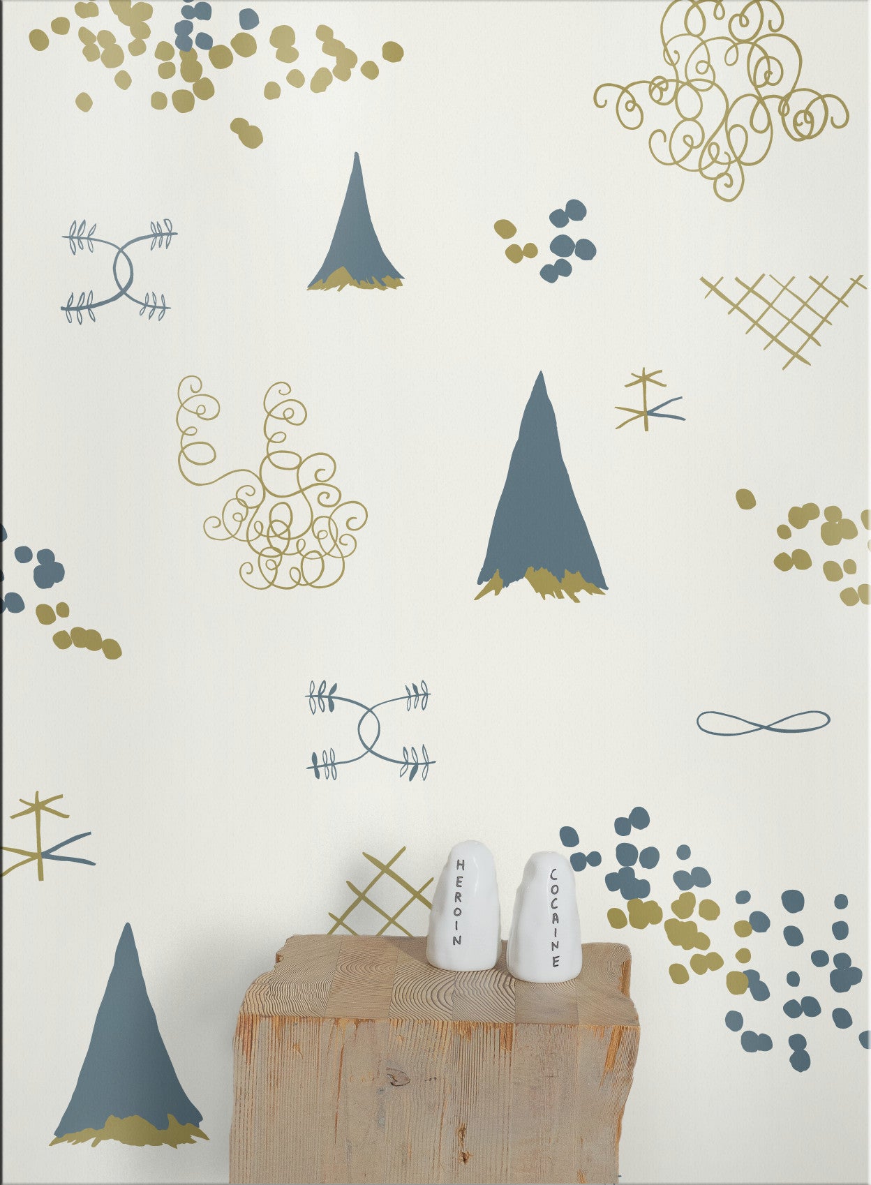  Family Reunion Wallpaper in Aquatic and Gold design by 
