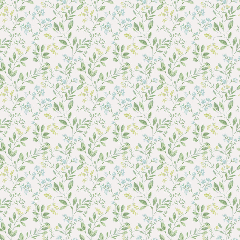 Shop Sample Spring Leaf Trail Green/Blue Wallpaper from the Just ...