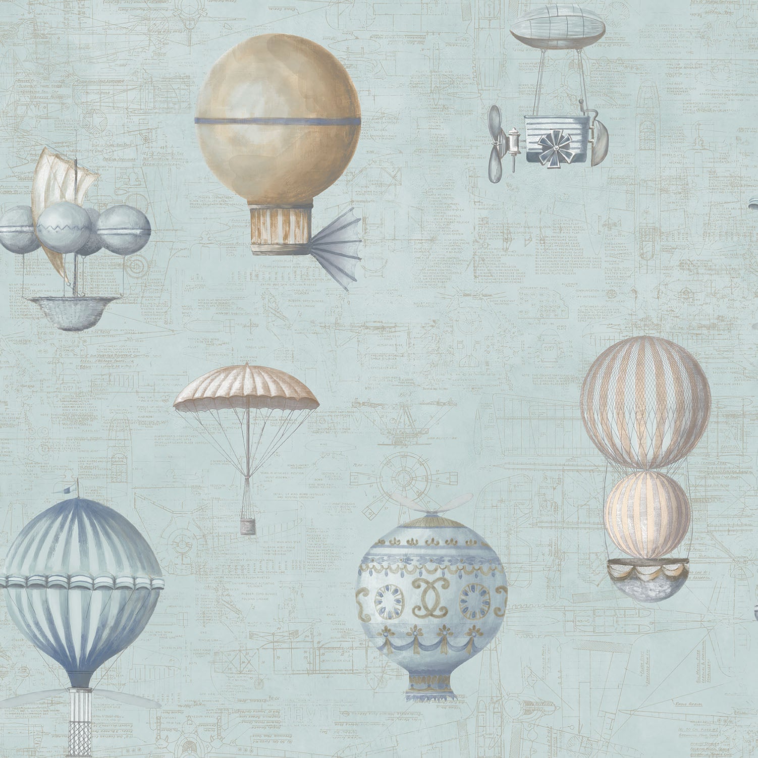 Air Ships Blue Wallpaper from the Nostalgie Collection