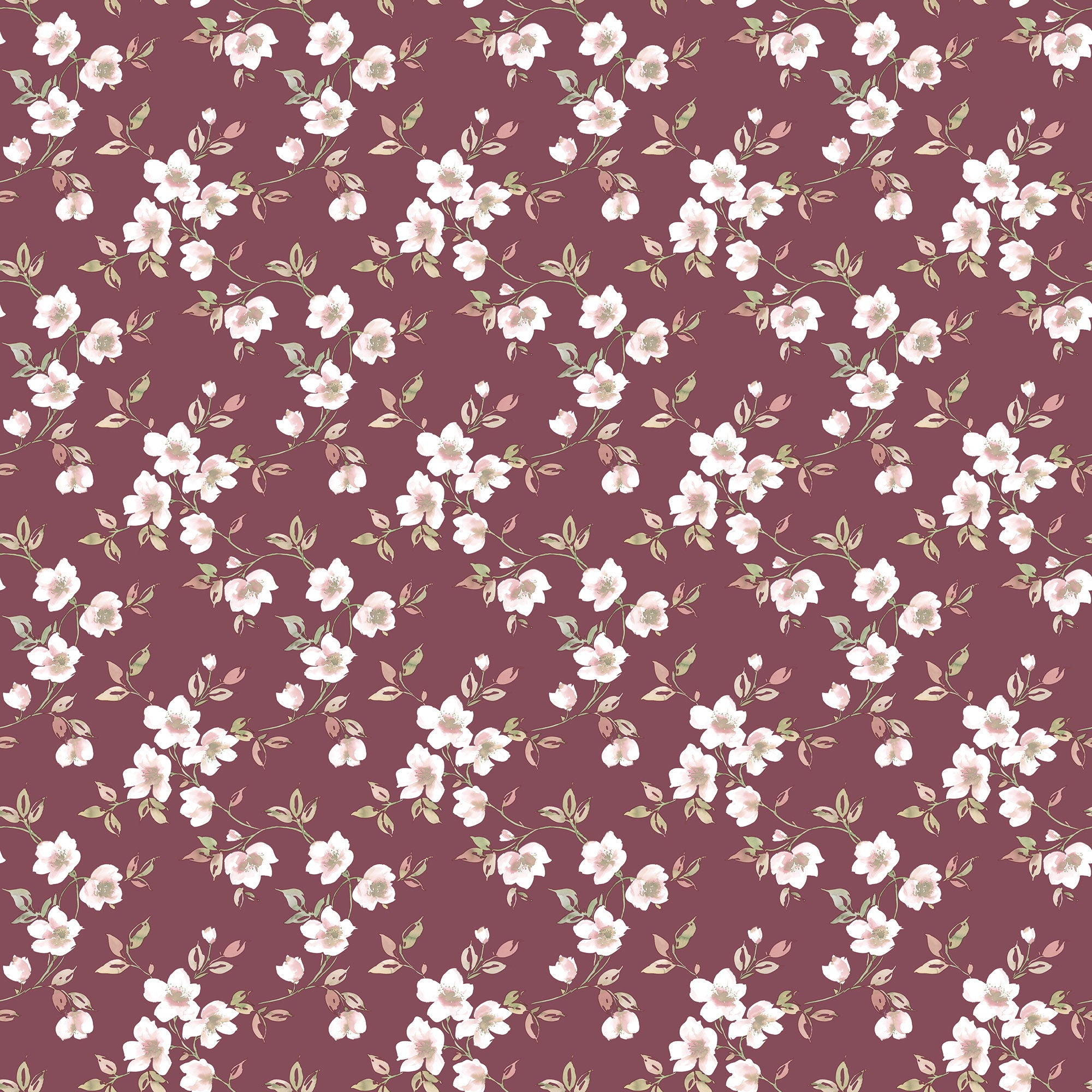 Anemone Mini Cranberry Wallpaper from the Secret Garden Collection