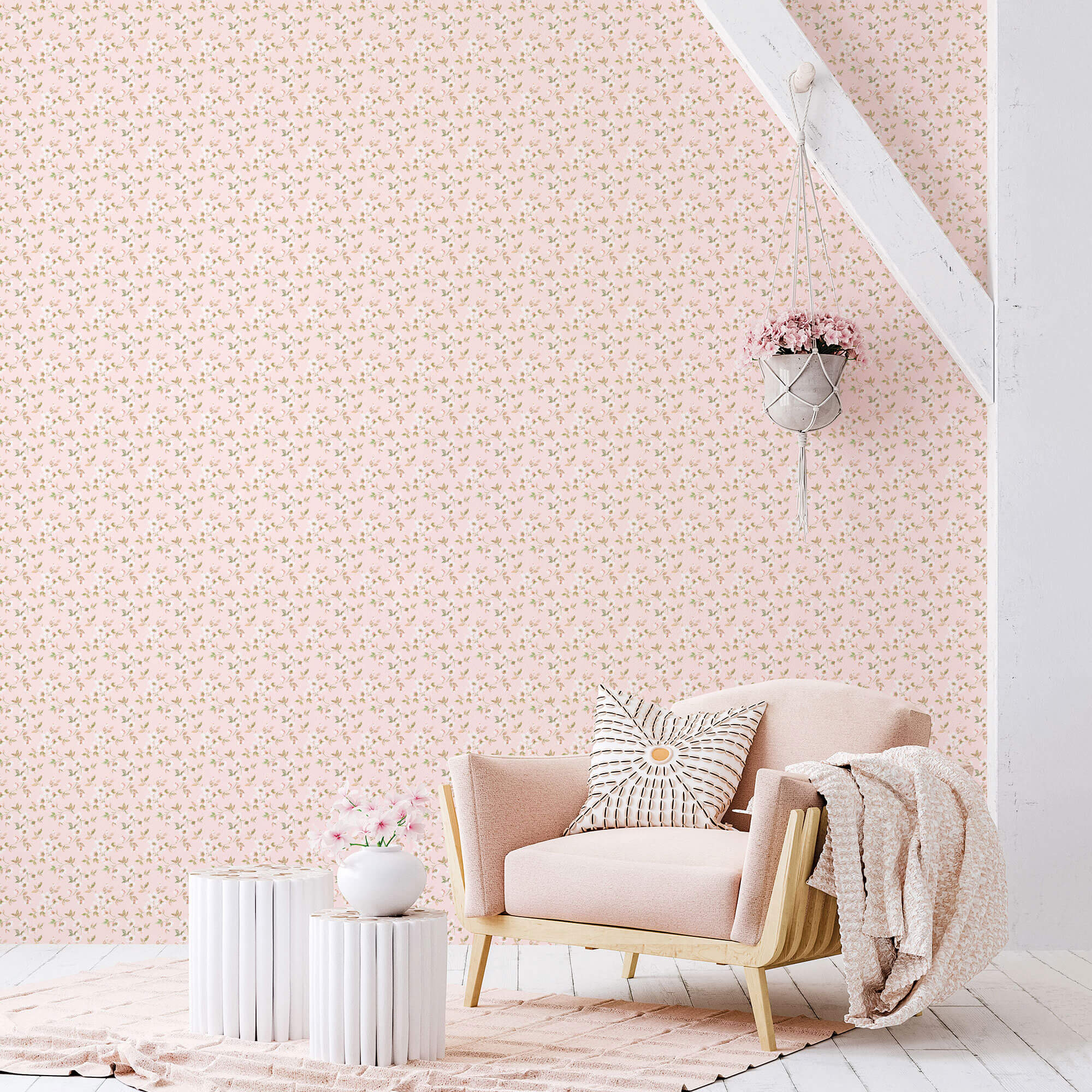 Anemone Mini Pink Wallpaper from the Secret Garden Collection