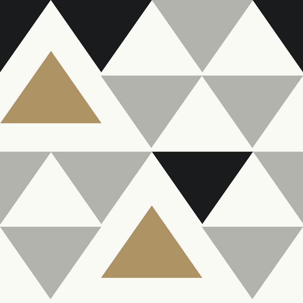 Geometric Triangle Peel Stick Wallpaper In Grey Black And Gold By Burke Decor