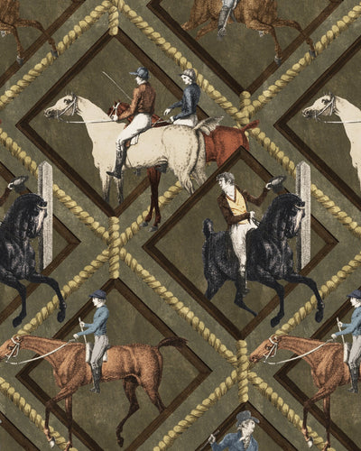 EQUESTRIAN PLAID Burgundy Wallpaper - The Derby - Collections