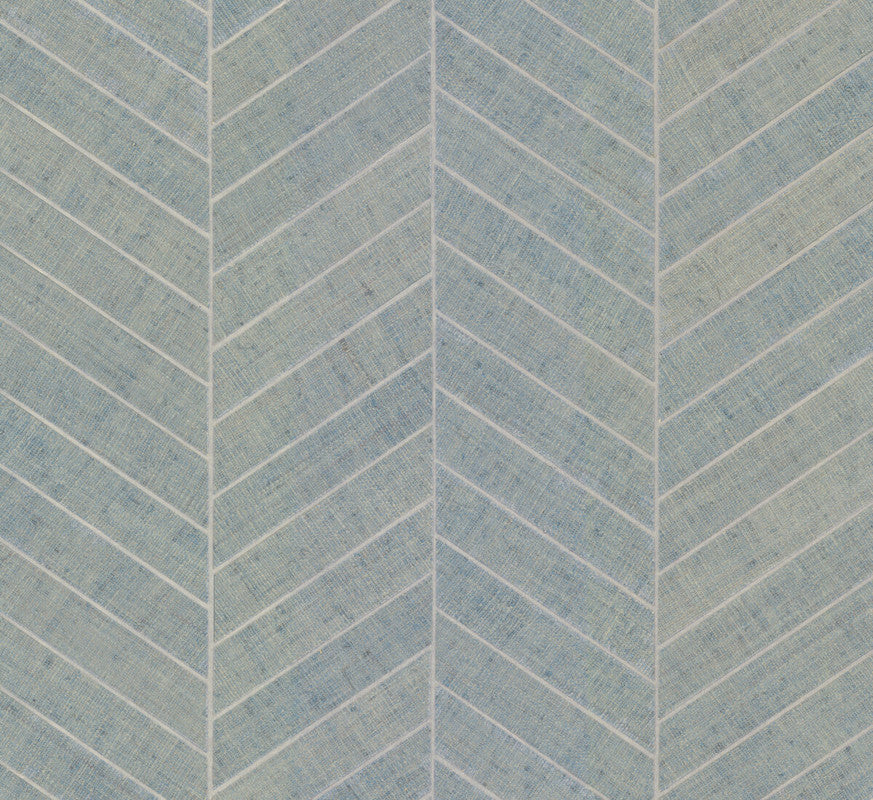 Atelier Herringbone Grasscloth Wallpaper in Lagoon