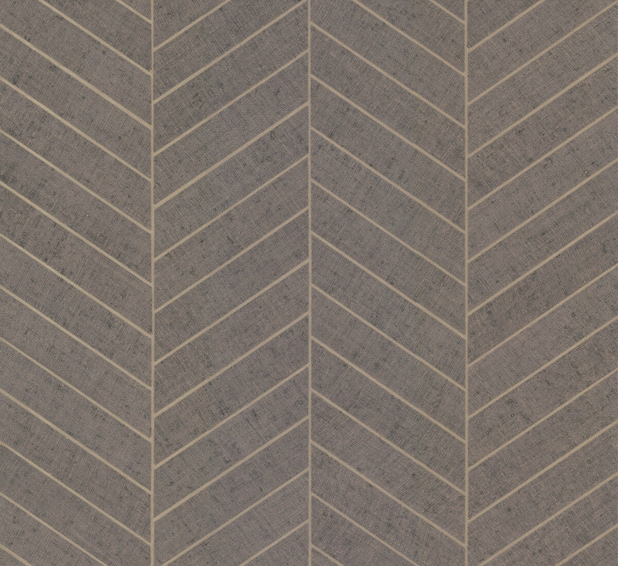 Atelier Herringbone Grasscloth Wallpaper in Natural Grey