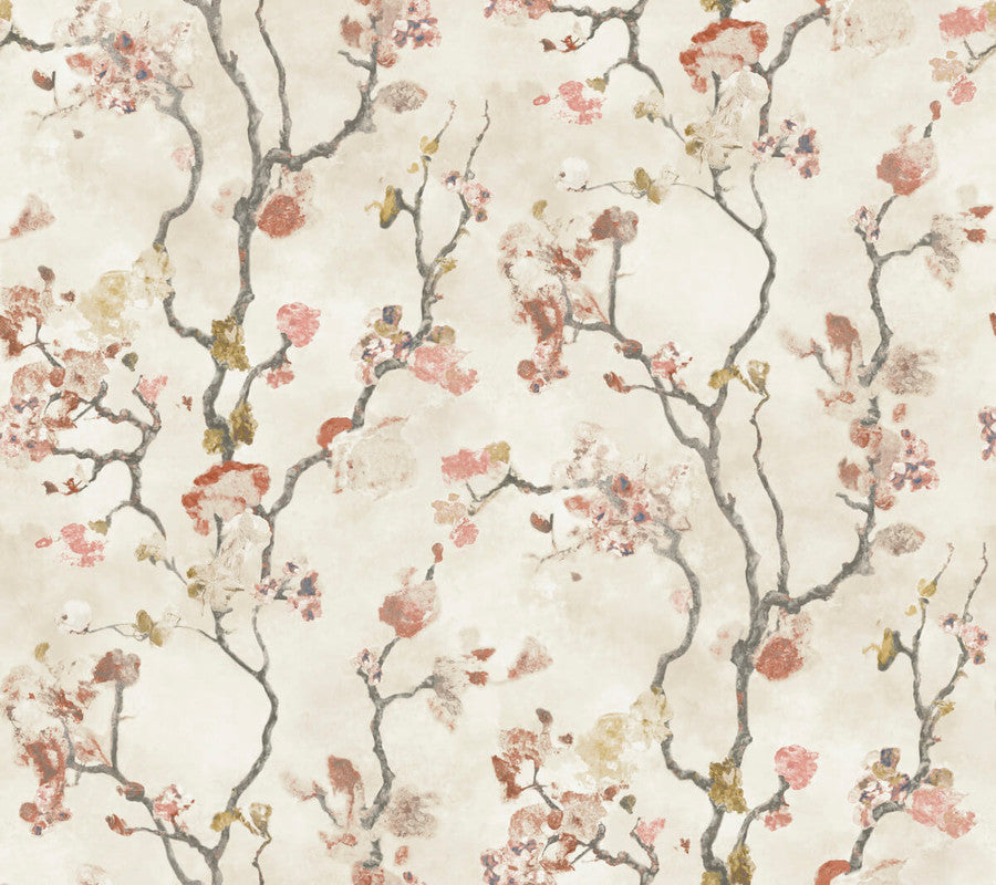 Avril Chinoiserie Wallpaper in Coral