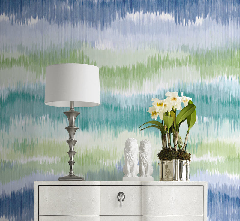 Ikat Waves Peel & Stick Wallpaper in Seaglass – BURKE DECOR