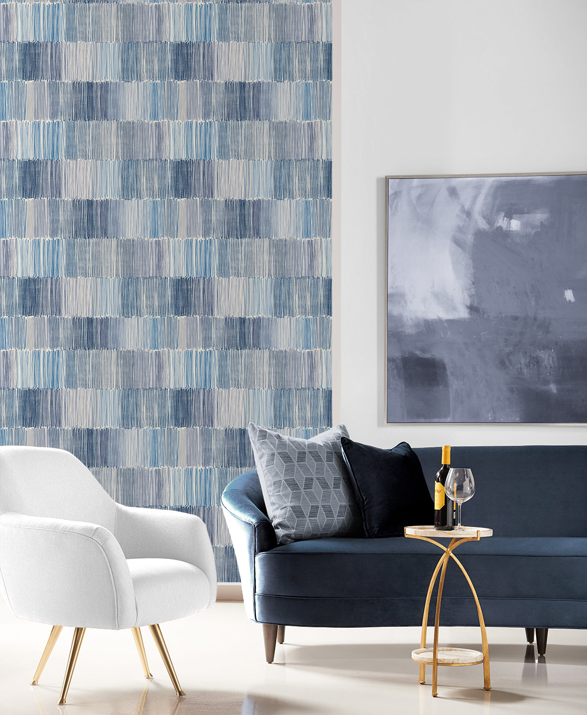 Arielle Abstract Stripe Wallpaper in Oceanic