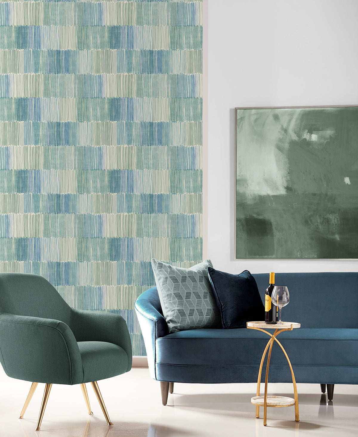 Arielle Abstract Stripe Wallpaper in Lakeside