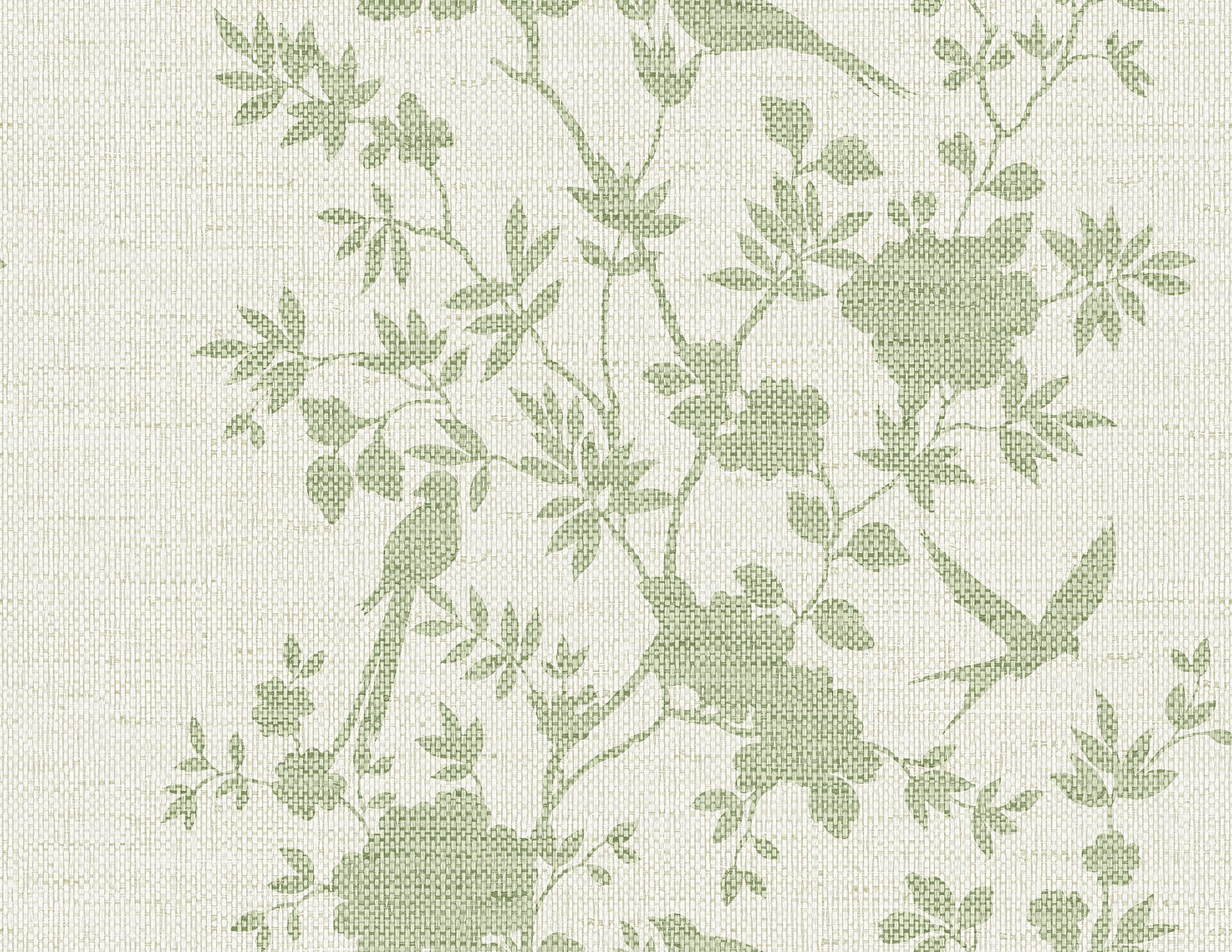 Aloha Bird Trail Wallpaper in Green Ivy