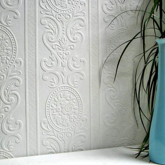 Anaglypta White Corded Stripes Wallpaper - RightwayDirect.co.uk