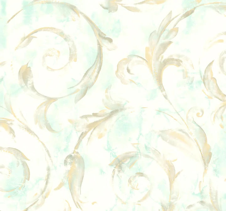 Archie Turquoise/Gold Wallpaper from the Jasper Collection