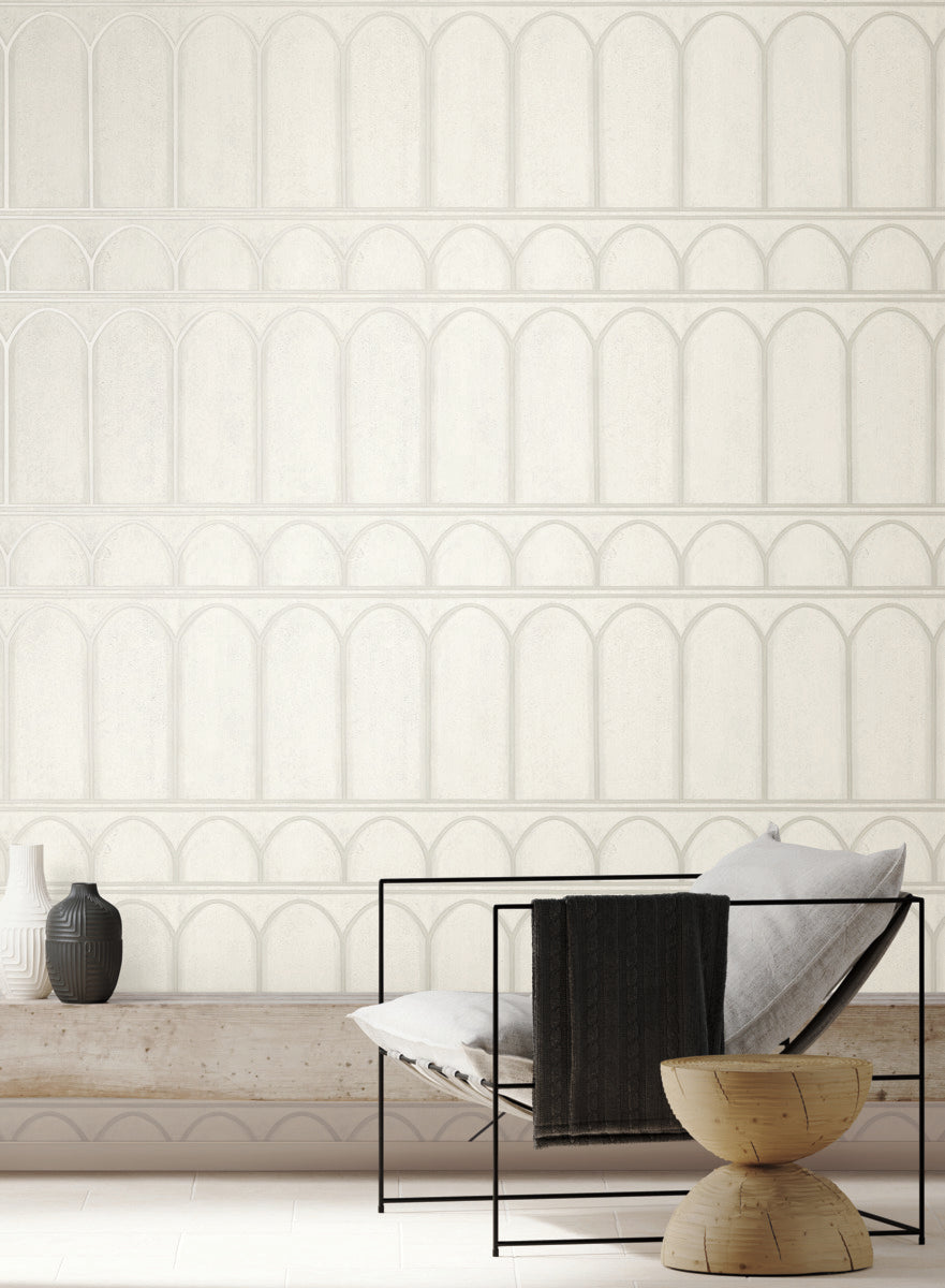 Arches Wallpaper in White/Pearl from the Mediterranean Collection