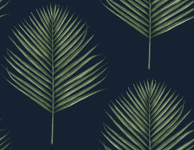 Shop Maui Palm Peel & Stick Wallpaper in Midnight Blue and Paradise ...