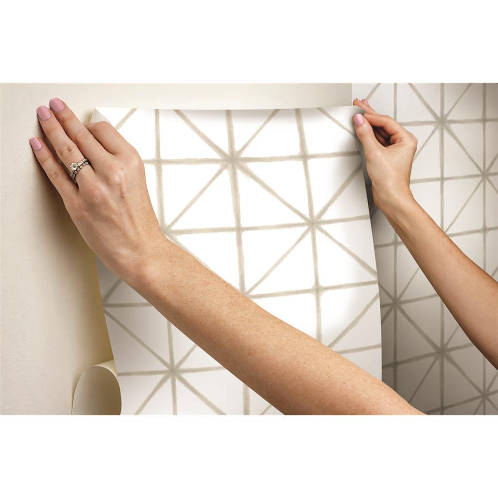Modern Abstract Peel & Stick Wallpaper in Tan by RoomMates for York Wa