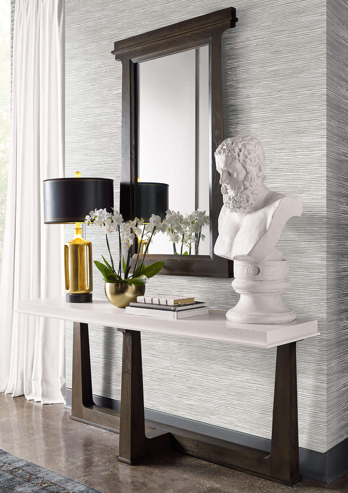 Osprey Faux Grasscloth Wallpaper In Cove Grey And Silver From The Luxe Burke Decor