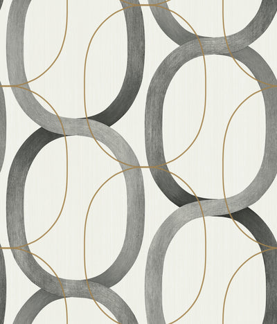 Shop Interlock Black/Gold Peel & Stick Wallpaper | Burke Decor