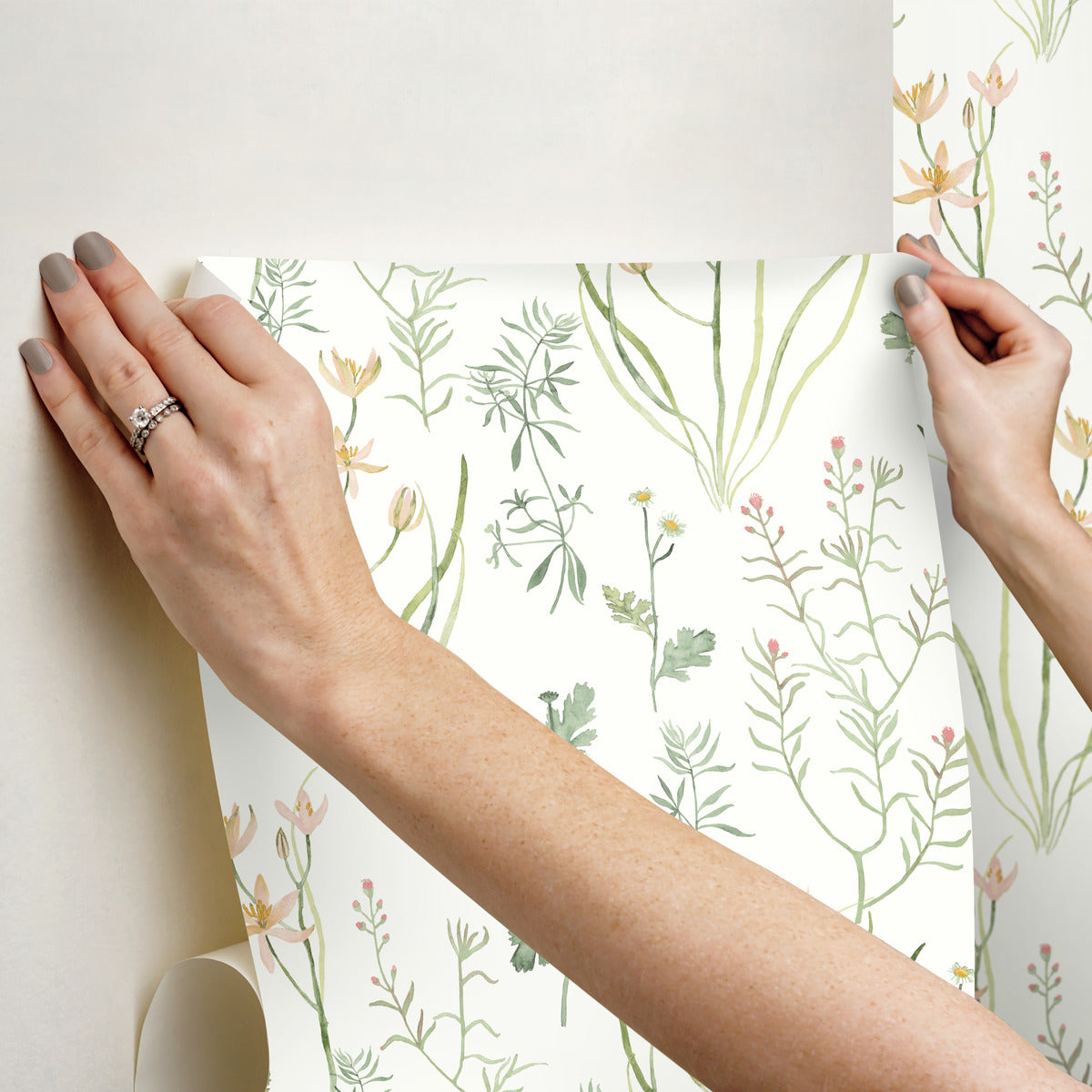 Alpine Botanical Peel & Stick Wallpaper in Peach