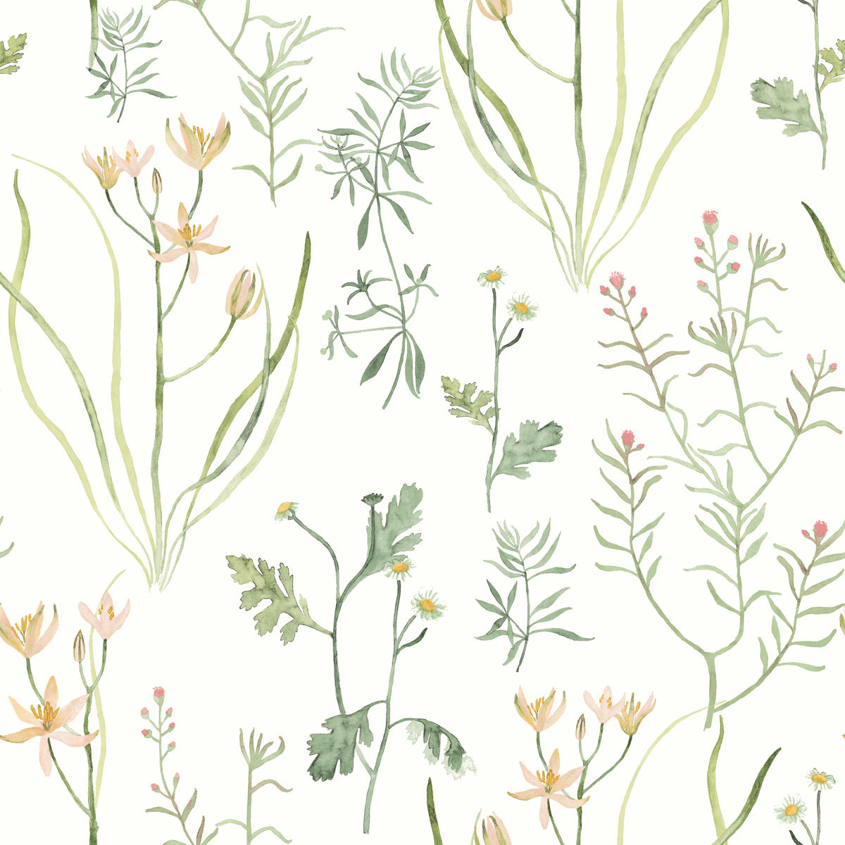 Alpine Botanical Peel & Stick Wallpaper in Peach