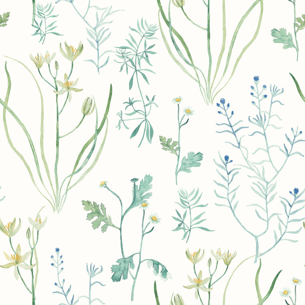 Alpine Botanical Peel & Stick Wallpaper in Blue