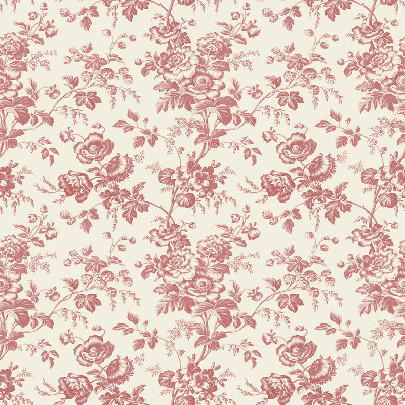 Anemone Toile Wallpaper in French Red