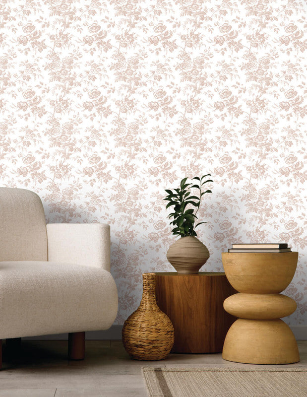 Anemone Toile Wallpaper in Blush