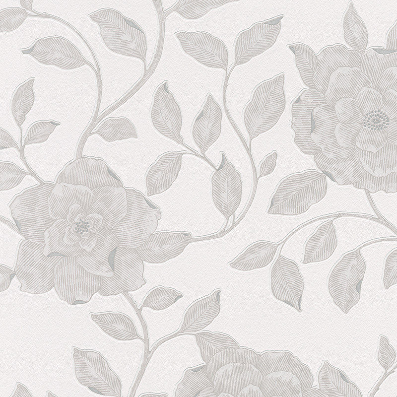 Roses Floral Wallpaper in Cream and Metallic design by BD Wall – BURKE ...