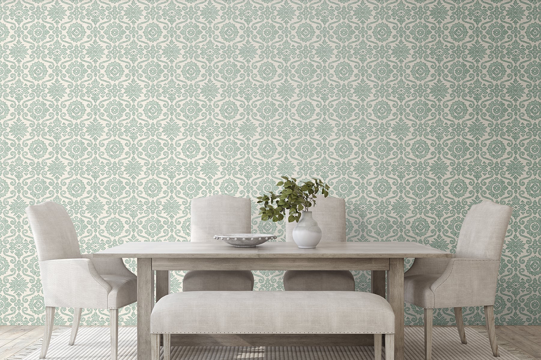 Augustine Peel & Stick Wallpaper in Mineral Green