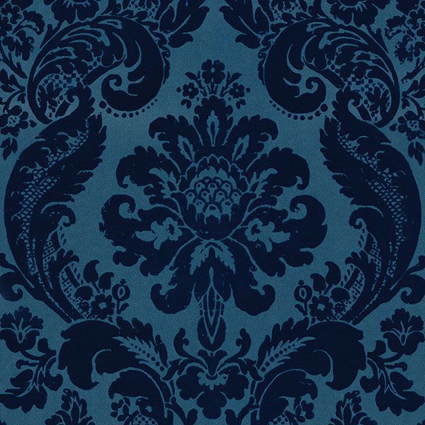 Sample Shadow Damask Wallpaper in Blue from the Moonlight Collection by Brewster Home Fashions