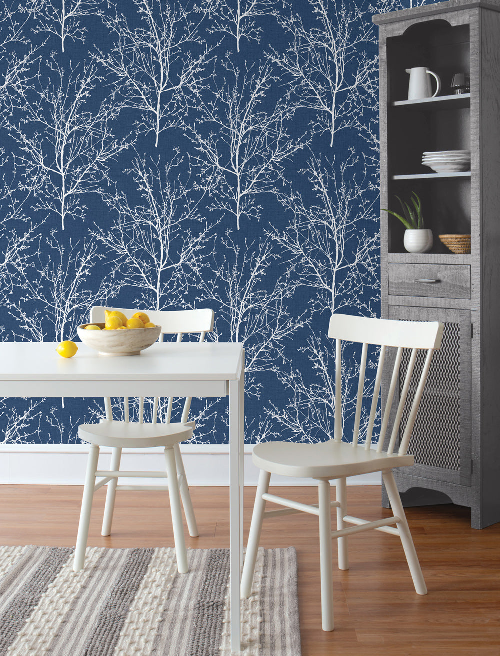 Tree Branches Peel-and-Stick Wallpaper in Coastal Blue by NextWall