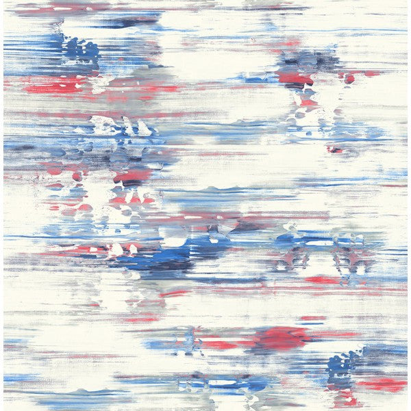 Watercolor Brushstrokes Wallpaper In Reds And Blues From The L Atelier Burke Decor