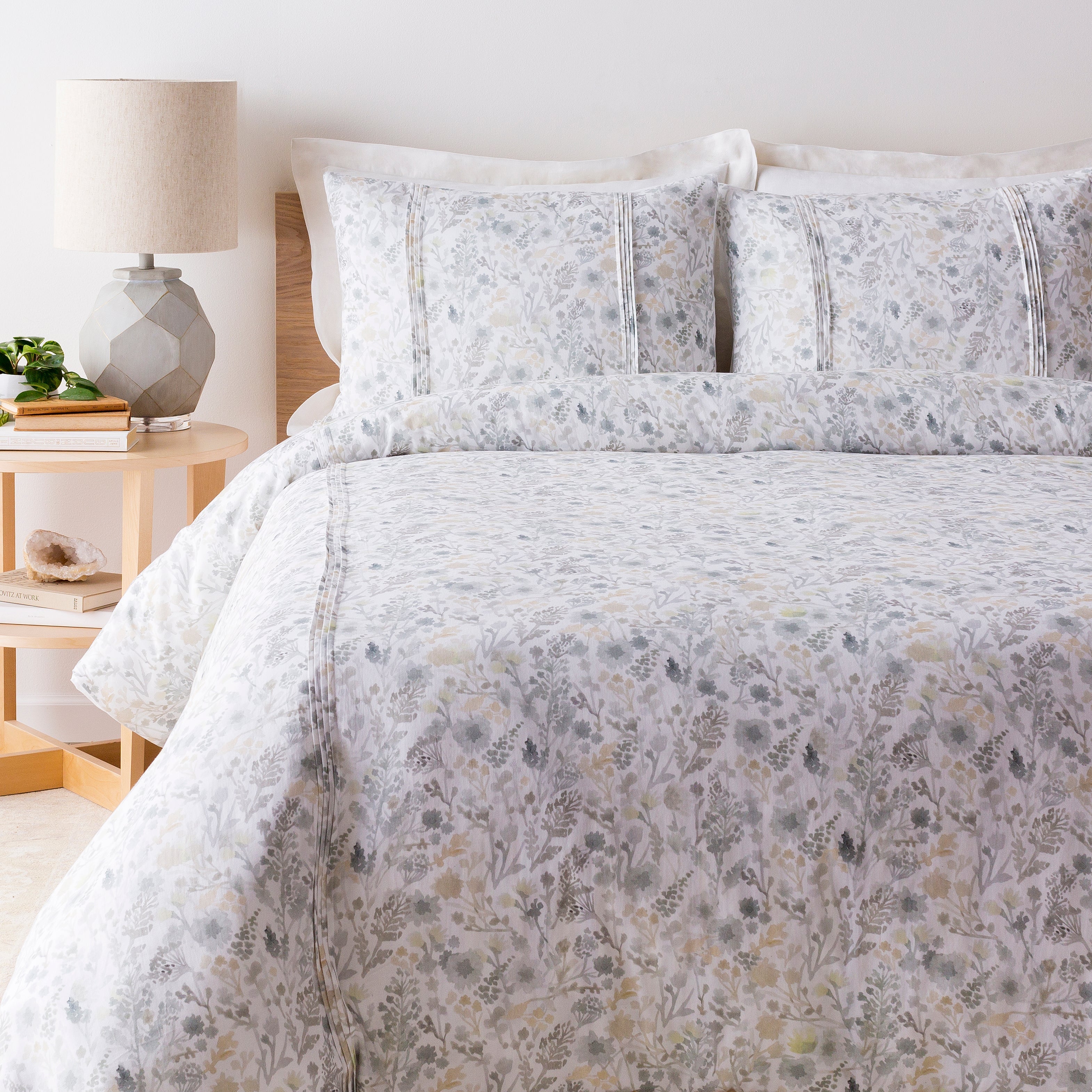 Aria Bedding in White & Seafoam